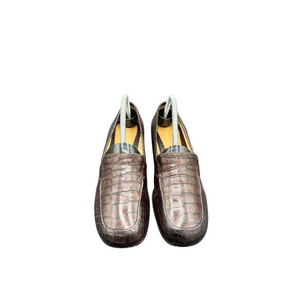 ✨Antonio Melani 8.5M Brown Croc Embossed Loafers Retro Office Chic Uptown - Picture 2 of 6